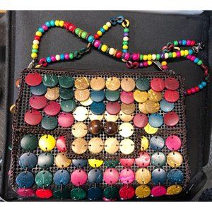 Handmade Colorful Round Disks Crossbody Purse from Dominican Republic